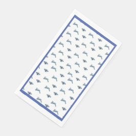 Blauwe witte konijnenbij servet