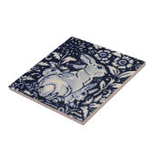 Blauwe witte konijnenfamilie Floral Chinoiserie Na Tegeltje (Zijkant)