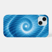 Blauwe & Witte Kosmische Spiraalnevel iPhone 15 Case (Achterkant horizontaal)