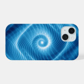 Blauwe & Witte Kosmische Spiraalnevel iPhone 15 Case (Achterkant horizontaal)