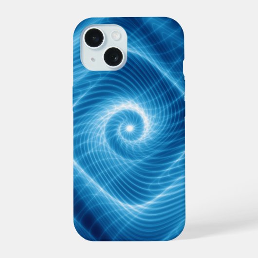 Blauwe & Witte Kosmische Spiraalnevel iPhone 15 Case (Achterkant)