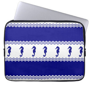 Blauwe witte kuststropen laptop sleeve