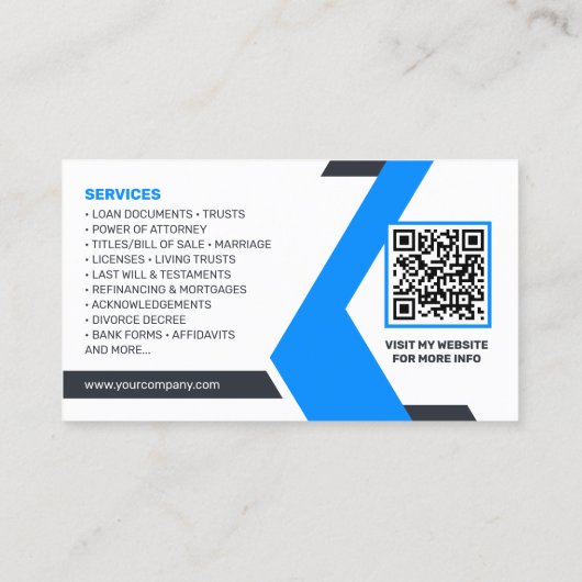 Blauwe, Witte Lening Signing Agent, Consultant, Ad Visitekaartje (Achterkant)