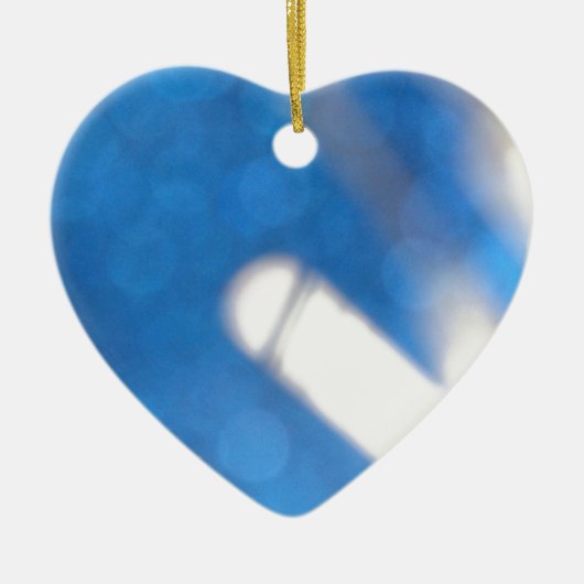 Blauwe witte lichteffecten keramisch ornament (Voorkant)