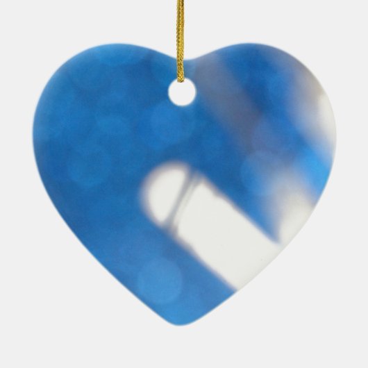 Blauwe witte lichteffecten keramisch ornament (Achterkant)