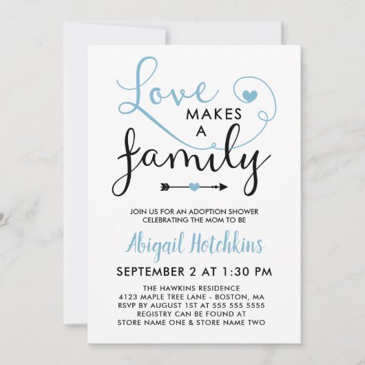 Blauwe witte liefde maakt een serie adoptieklower kaart (Voorkant)