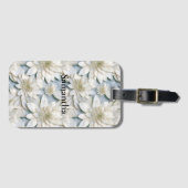 Blauwe witte lotusbloemen bagagelabel (Voorkant (horizontaal))