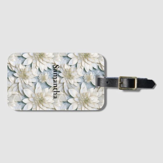 Blauwe witte lotusbloemen bagagelabel (Voorkant (horizontaal))