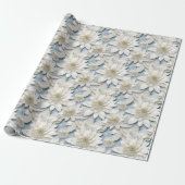 Blauwe witte lotusbloemen cadeaupapier (Uitgerold)