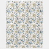 Blauwe witte lotusbloemen fleece deken (Voorkant)