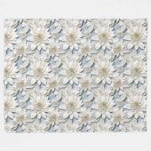 Blauwe witte lotusbloemen fleece deken (Voorkant (Horizontaal))