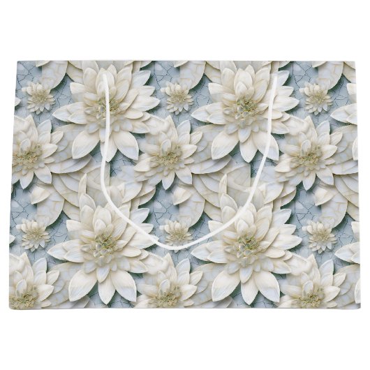 Blauwe witte lotusbloemen groot cadeauzakje (Voorkant)