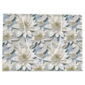 Blauwe witte lotusbloemen groot cadeauzakje (Achterkant)