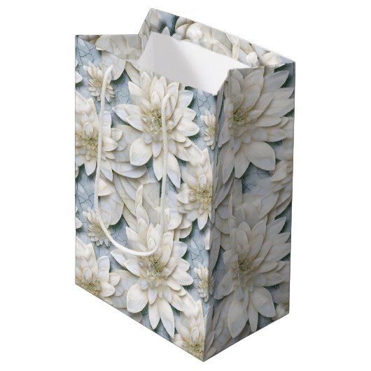 Blauwe witte lotusbloemen medium cadeauzakje (Voorkant Gekanteld)