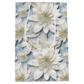 Blauwe witte lotusbloemen medium cadeauzakje (Voorkant)