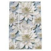 Blauwe witte lotusbloemen medium cadeauzakje (Achterkant)