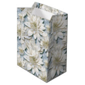 Blauwe witte lotusbloemen medium cadeauzakje (Achterkant Gekanteld)