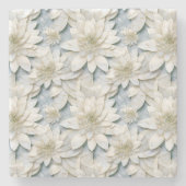 Blauwe witte lotusbloemen stenen onderzetter (Voorkant)