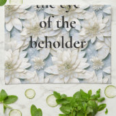 Blauwe witte lotusbloemen theedoek (Gevouwen)