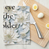 Blauwe witte lotusbloemen theedoek (Quarter Fold)