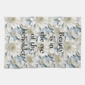 Blauwe witte lotusbloemen theedoek (Horizontaal)