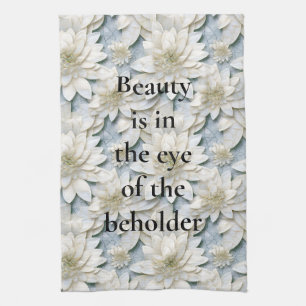 Blauwe witte lotusbloemen theedoek