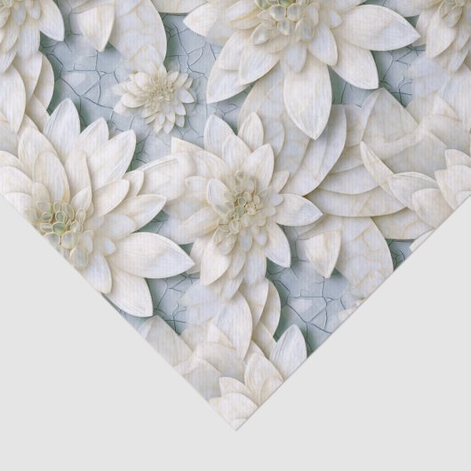 Blauwe witte lotusbloemen tissuepapier (Detail)