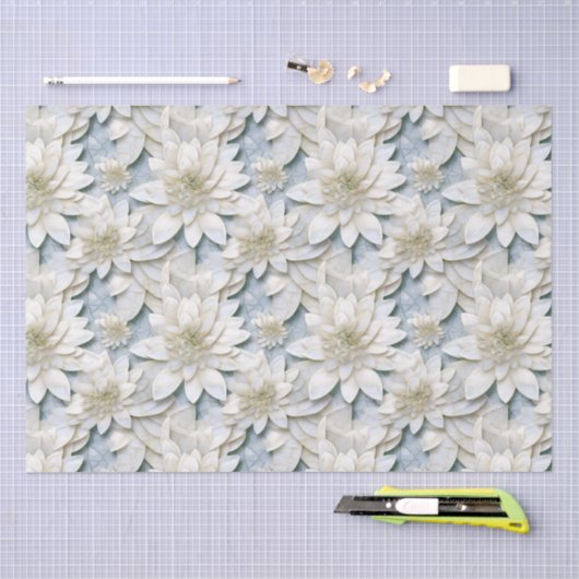Blauwe witte lotusbloemen tissuepapier (Craft)