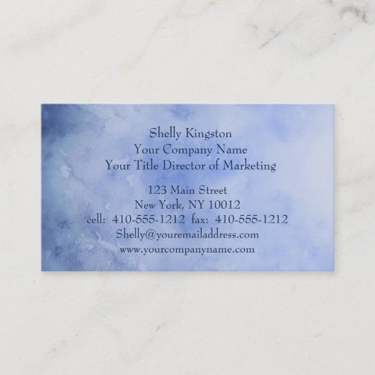 Blauwe witte marmer Waterverf Visitekaartje (Voorkant)