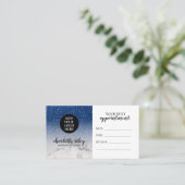 Blauwe witte marmercursief Voeg je Logo toe Visitekaartje (Staand voorkant)