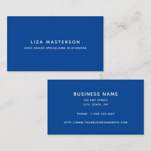 Blauwe witte minimale alternatieve geneesmiddelenk visitekaartje (Voorkant / Achterkant)