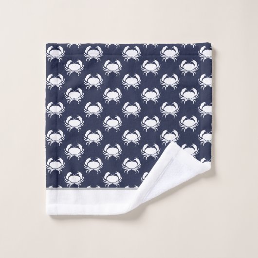 Blauwe witte monogram voor Noordzeekrab Bad Handdoek (Wasdoekje)