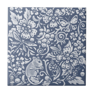 Blauwe witte muis bossen  tegeltje
