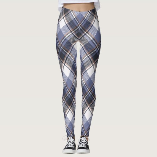 Blauwe/witte multi-speldenvrouwen Leggings (Voorkant)