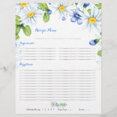 Blauwe witte Multomap Floral  Recipe inserts Flyer (Voorkant)