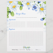 Blauwe witte Multomap Floral  Recipe inserts