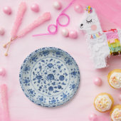 Blauwe witte navel porseleinen florale chinoiserie papieren bordje (Feest)