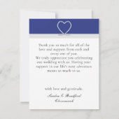Blauwe witte neuskabel Heart Anchor Wedding Bedankkaart (Achterkant)