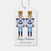 Blauwe & Witte Notenkraker. Chinoiserie Kerst Labe Cadeaulabel (Voorkant)
