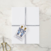 Blauwe & Witte Notenkraker. Chinoiserie Kerst Labe Cadeaulabel (Met Touw)