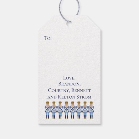 Blauwe & Witte Notenkraker. Chinoiserie Kerst Labe Cadeaulabel (Achterkant)