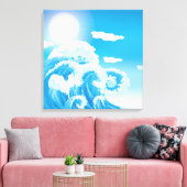 Blauwe witte oceaan zee golven verpakt canvas prin (Insitu (Woonkamer))