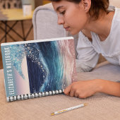 Blauwe Witte Ocean Wave Custom Naam Grappige Spira Notitieboek