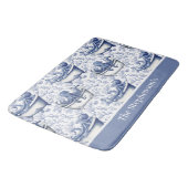 Blauwe Witte Octopus in Bad Vintage Patroon Badmat (Gekanteld)