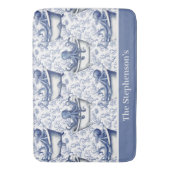 Blauwe Witte Octopus in Bad Vintage Patroon Badmat (Voorkant Verticaal)