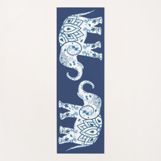 Blauwe witte olifanten yogamat