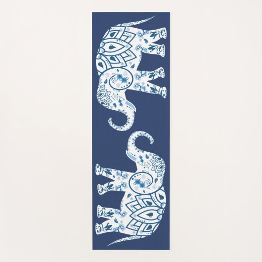 Blauwe witte olifanten yogamat (Voorkant)
