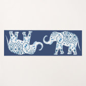 Blauwe witte olifanten yogamat (Voorkant (horizontaal))