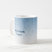Blauwe witte ombre gradiënt koffiemok (Voorkant links)