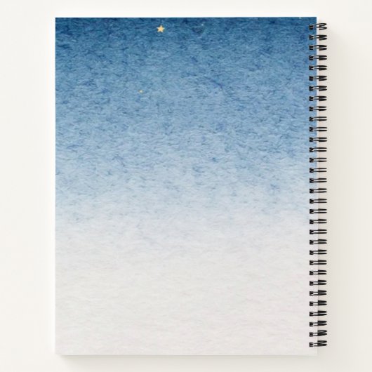 Blauwe witte ombre gradiënt notitieboek (Achterkant)